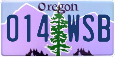 OR license plate 014WSB