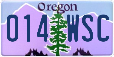 OR license plate 014WSC
