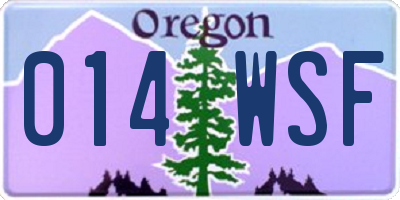OR license plate 014WSF