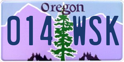 OR license plate 014WSK