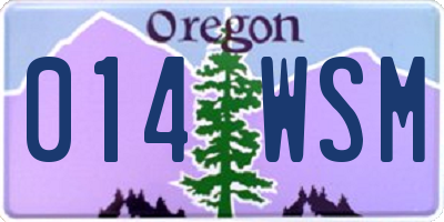 OR license plate 014WSM