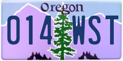 OR license plate 014WST