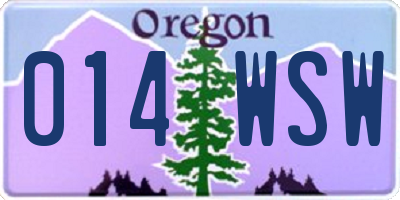 OR license plate 014WSW