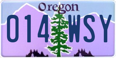 OR license plate 014WSY