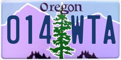 OR license plate 014WTA