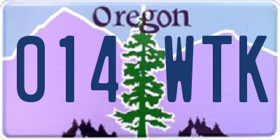 OR license plate 014WTK