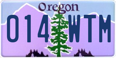 OR license plate 014WTM