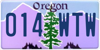 OR license plate 014WTW