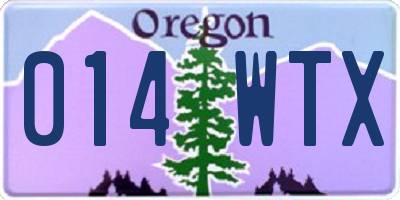 OR license plate 014WTX