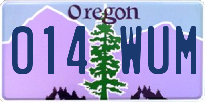 OR license plate 014WUM