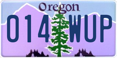 OR license plate 014WUP
