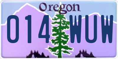 OR license plate 014WUW