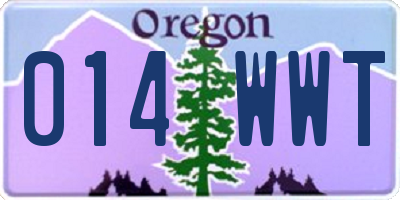 OR license plate 014WWT