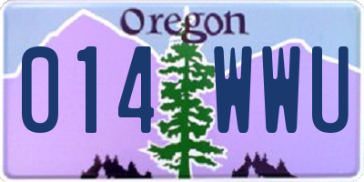 OR license plate 014WWU