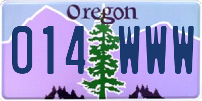 OR license plate 014WWW