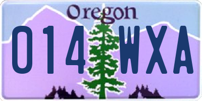 OR license plate 014WXA
