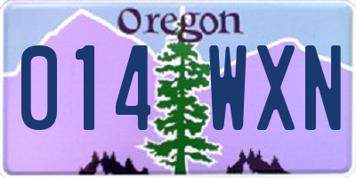 OR license plate 014WXN