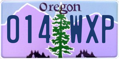 OR license plate 014WXP