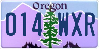 OR license plate 014WXR