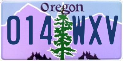 OR license plate 014WXV