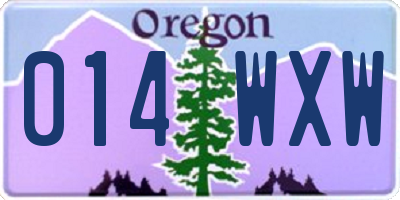 OR license plate 014WXW