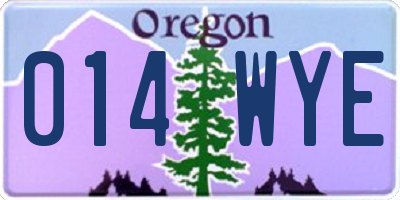OR license plate 014WYE