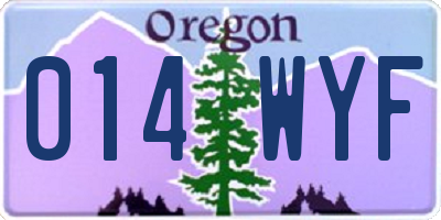OR license plate 014WYF