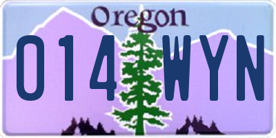 OR license plate 014WYN