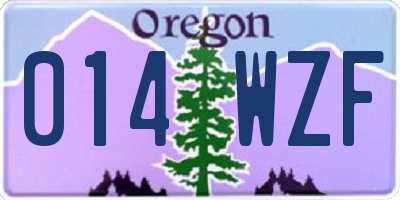 OR license plate 014WZF