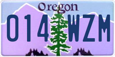 OR license plate 014WZM