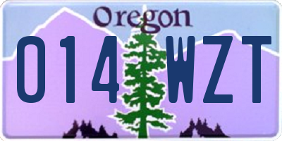 OR license plate 014WZT