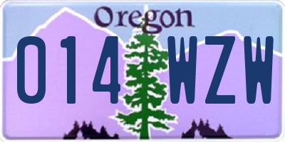 OR license plate 014WZW