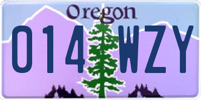 OR license plate 014WZY
