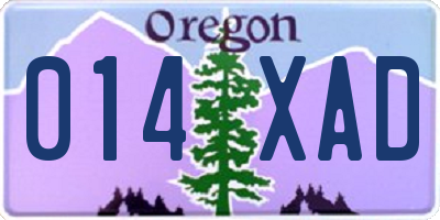 OR license plate 014XAD