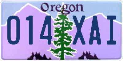 OR license plate 014XAI