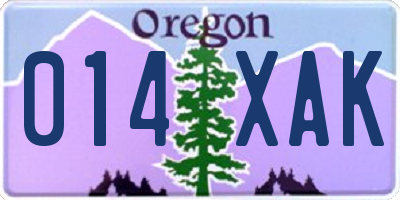 OR license plate 014XAK