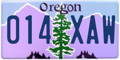OR license plate 014XAW
