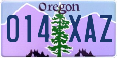 OR license plate 014XAZ