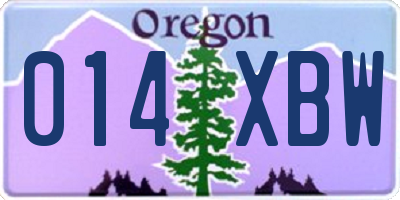 OR license plate 014XBW