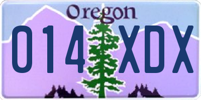 OR license plate 014XDX