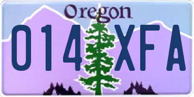 OR license plate 014XFA