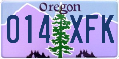 OR license plate 014XFK