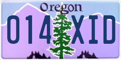 OR license plate 014XID
