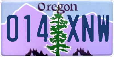OR license plate 014XNW