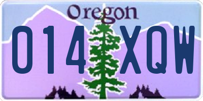 OR license plate 014XQW