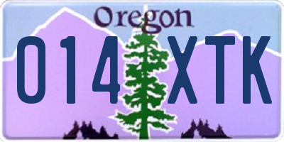OR license plate 014XTK