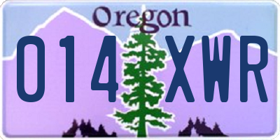 OR license plate 014XWR