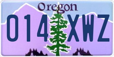 OR license plate 014XWZ