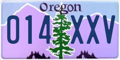 OR license plate 014XXV