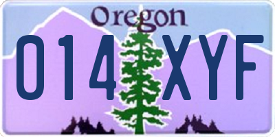 OR license plate 014XYF